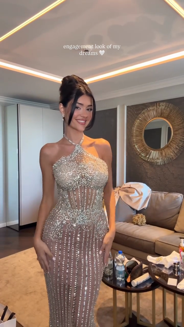 Silver Sequin Halter Mermaid Gown