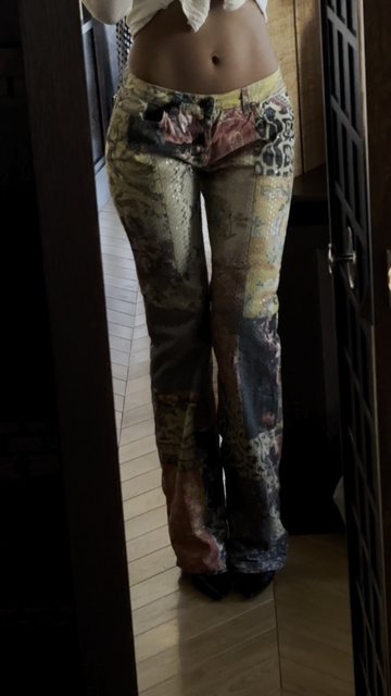 Multicolor Printed Flared Jeans