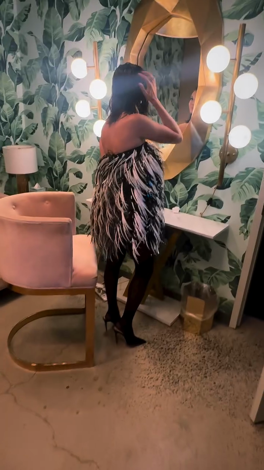 Two Tone Feather Mini Dress