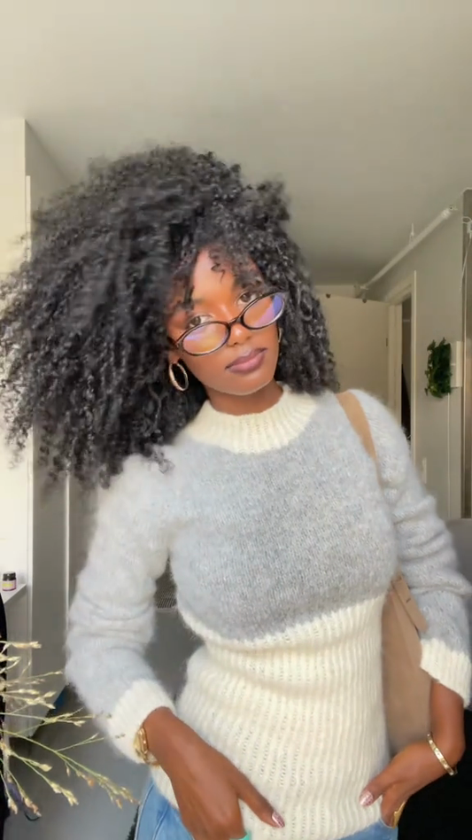Two Tone Mock Neck Sweater