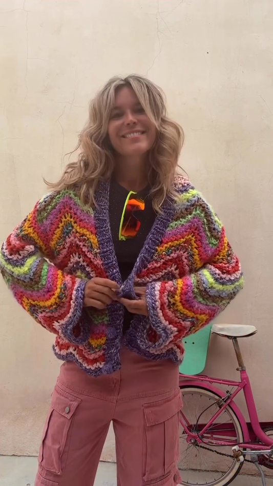 Colorful knitted cardigan