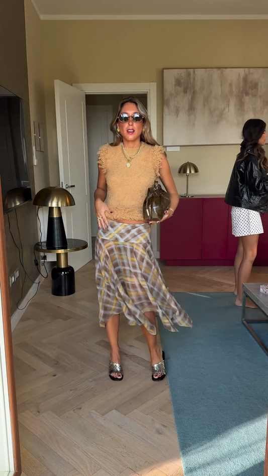 Textured top and asymmetrical skirt set
