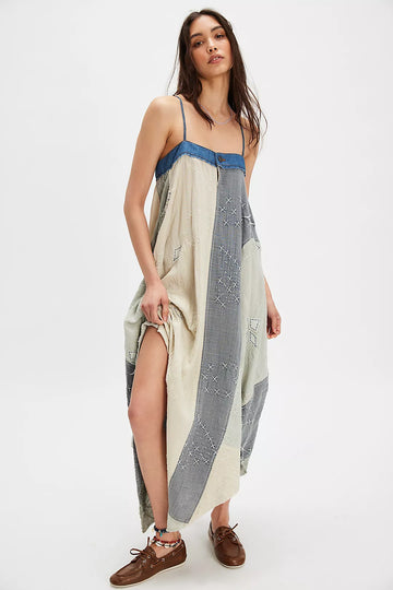 Patchwork Print Maxi Dress