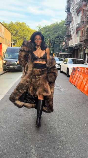 Brown faux fur coat