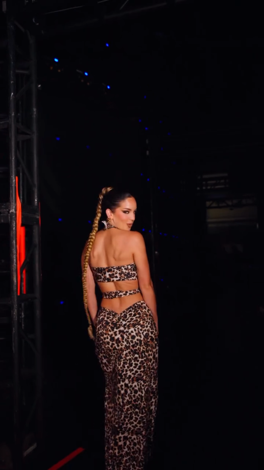 Leopard-print cutout halterneck maxi dress
