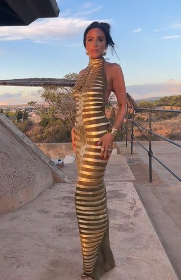 Two Tone Striped Halterneck Maxi Dress