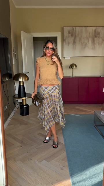 Textured top and asymmetrical skirt set