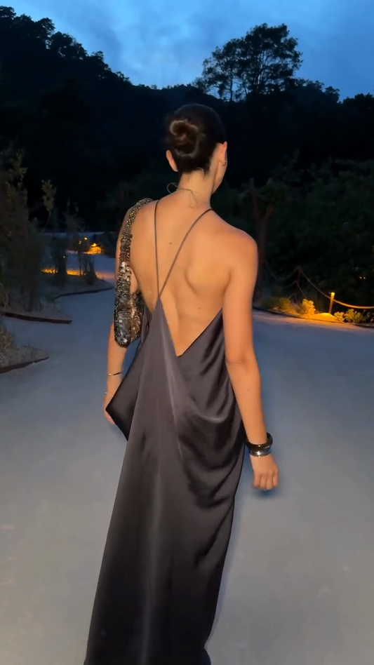 Satin Halter Neck Maxi Dress