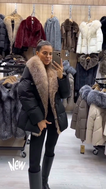 Puffer Jacket with Large Fur Collar