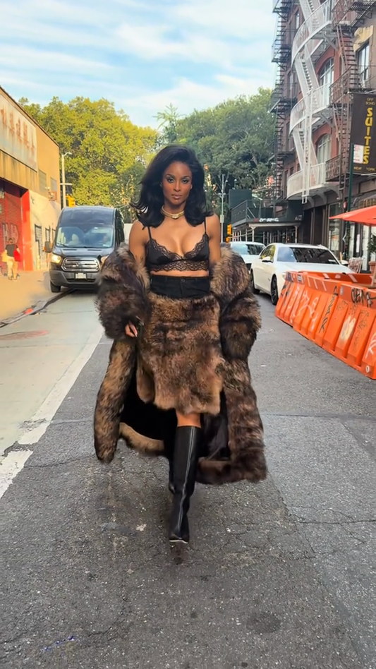 Brown faux fur coat