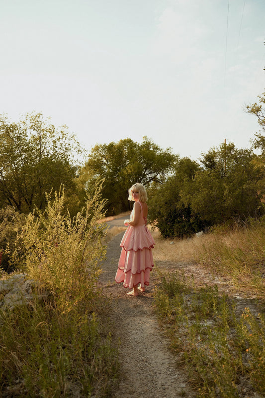 Pink Tiered Midi Dress