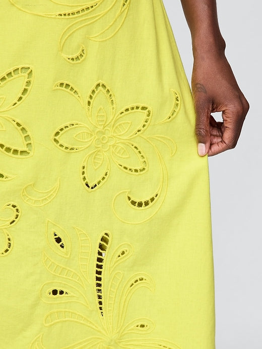 Linen-Blend Embroidered Maxi Dress