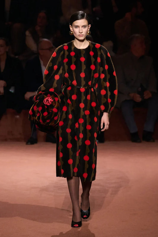 Polka dot wool coat
