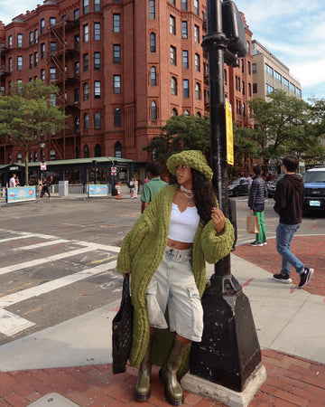 Chunky knit green cardigan