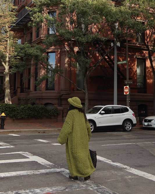 Chunky knit green cardigan