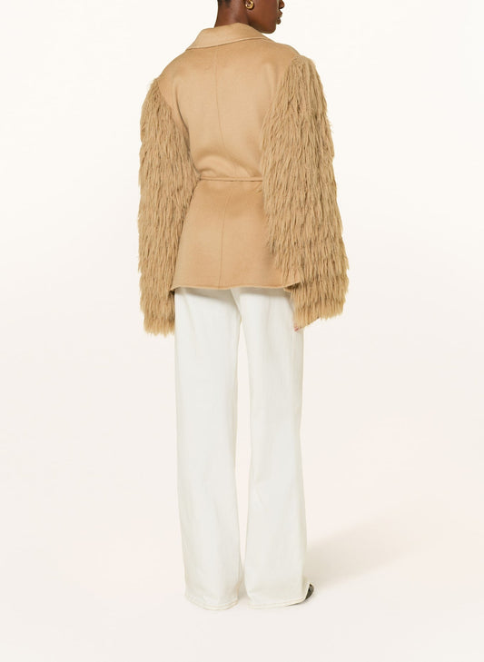 Furry Sleeve Details Coat