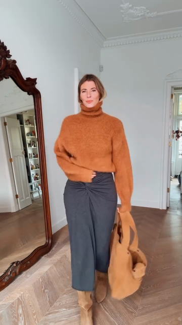 Orange turtleneck sweater