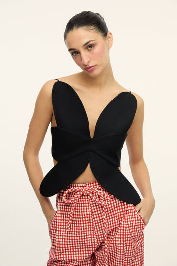 Black Cutout Petal - Shaped Crop Top