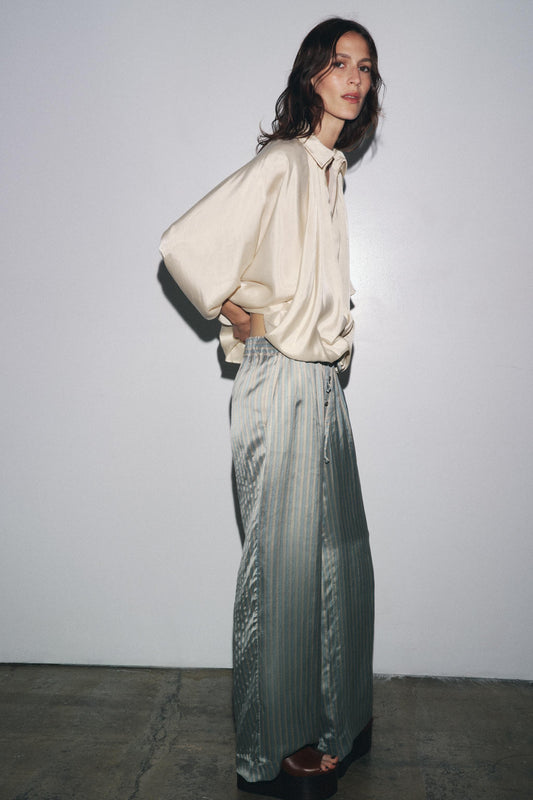Oversized Satin Zip - Up Shirt