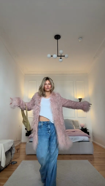 Pink Faux Fur Coat
