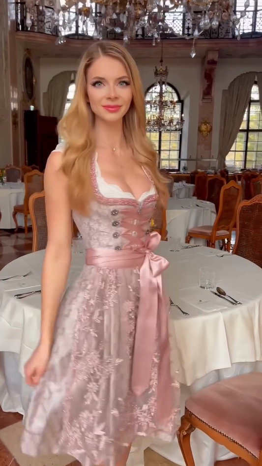 Pink lace exquisite dress