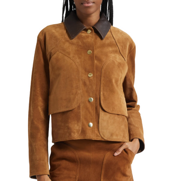 Brown suede cropped jacket