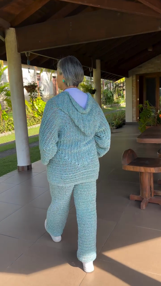 Light Blue Crochet Knit Set