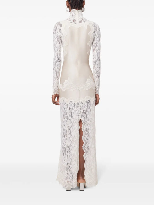 White Lace Turtleneck Maxi Dress