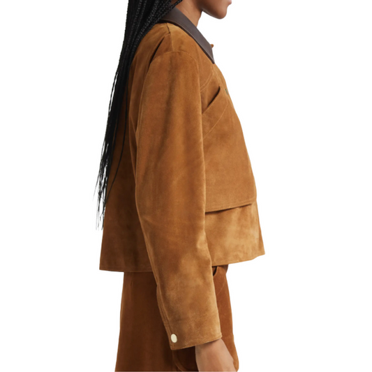 Brown suede cropped jacket