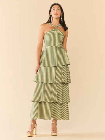 Striped Tiered Maxi Dress