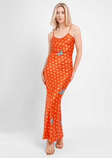 Orange Star - Print Slip Maxi Dress