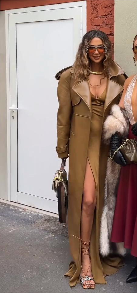 Leather trench coat