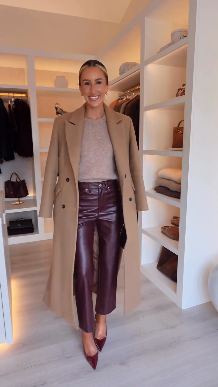 Camel double-breasted long coat