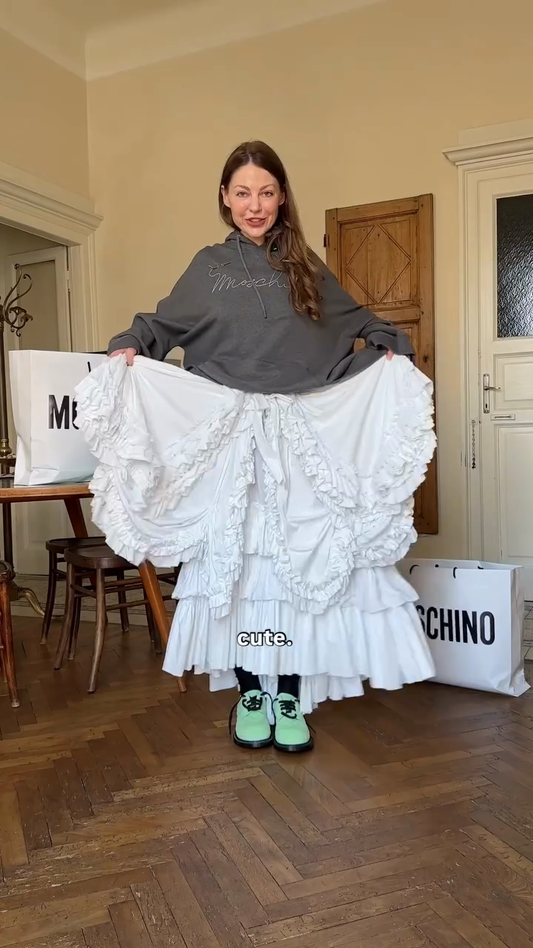 White ruffled skirt