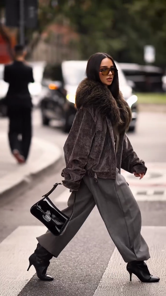 Furry Collar Corduroy Jacket