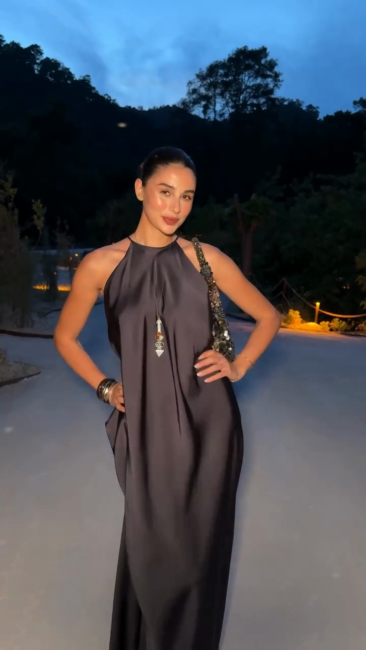 Satin Halter Neck Maxi Dress