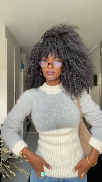 Two Tone Mock Neck Sweater