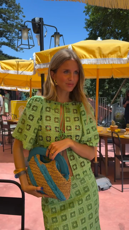 Lime Green Crochet Two - Piece Set