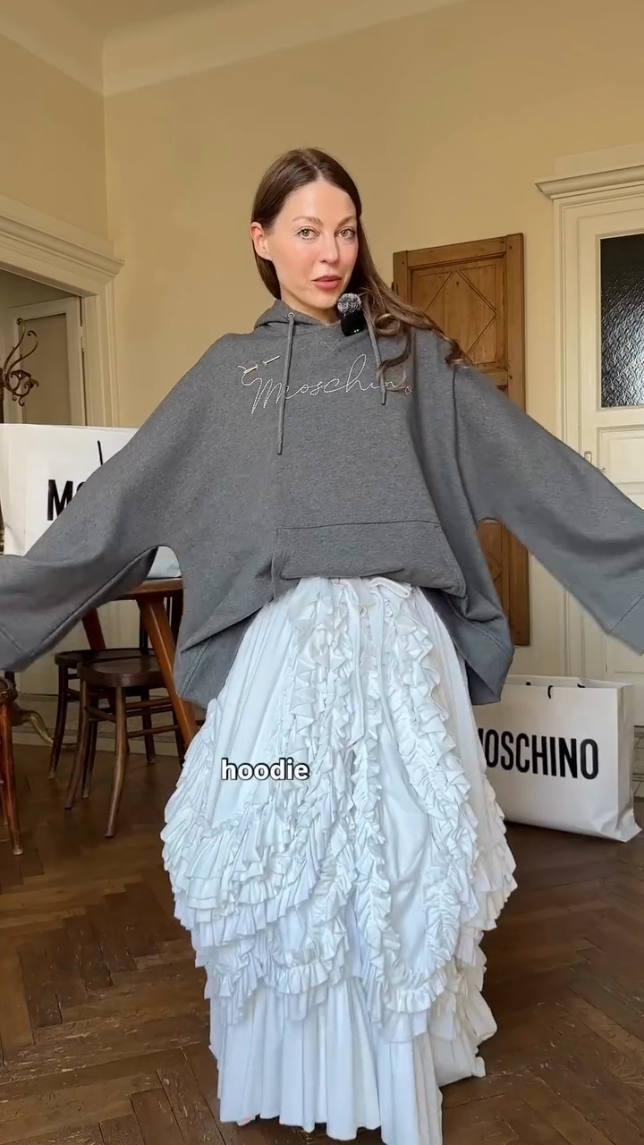 White ruffled skirt