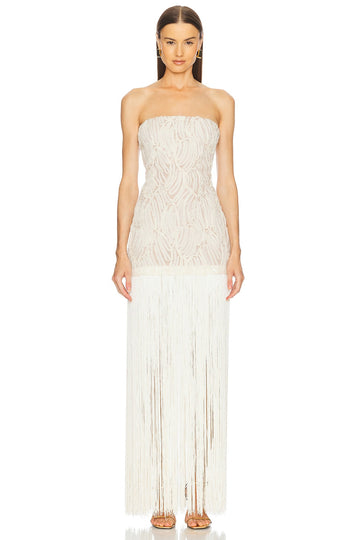 White Sheer Overlay Maxi Dress