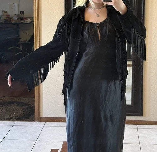 Black Suede Fringe Jacket