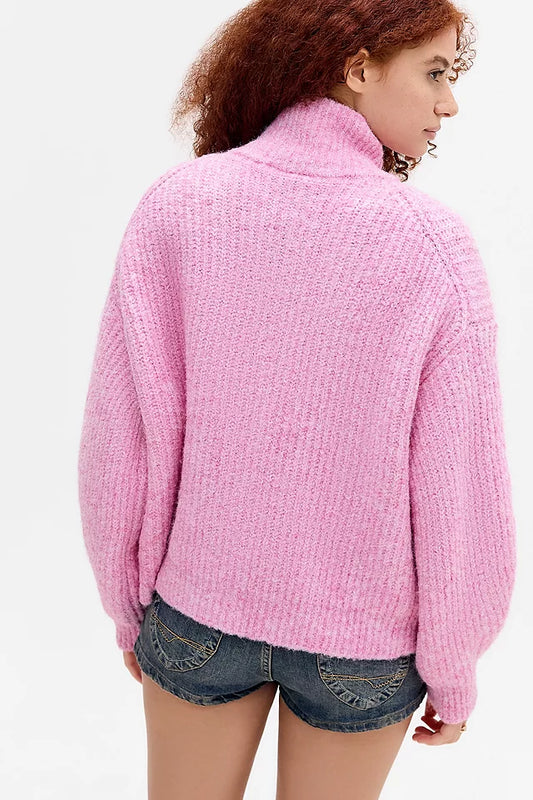 Funnel Neck Zip-Through Cardigan