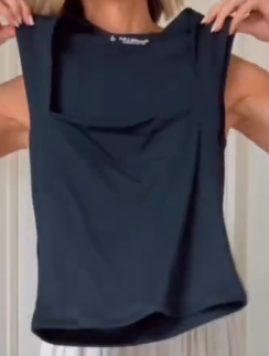 Black Sleeveless Draped Top