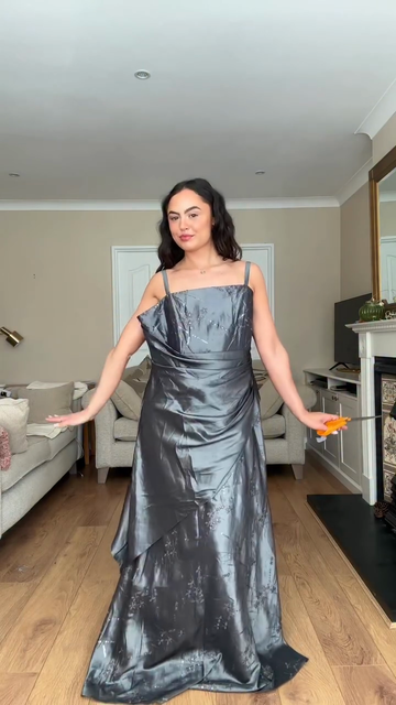 Satin Maxi Dress with Asymmetric Drape