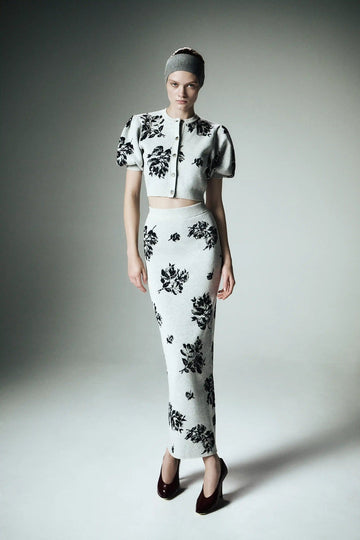 Floral print knit two-piece set