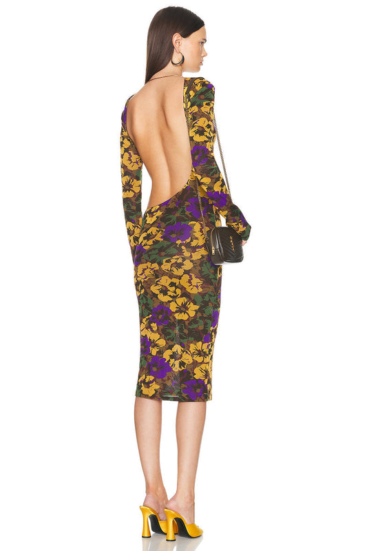 Long Sleeve Floral Midi Dress
