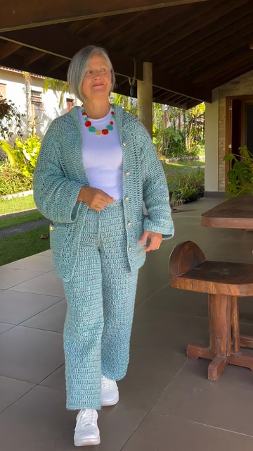 Light Blue Crochet Knit Set