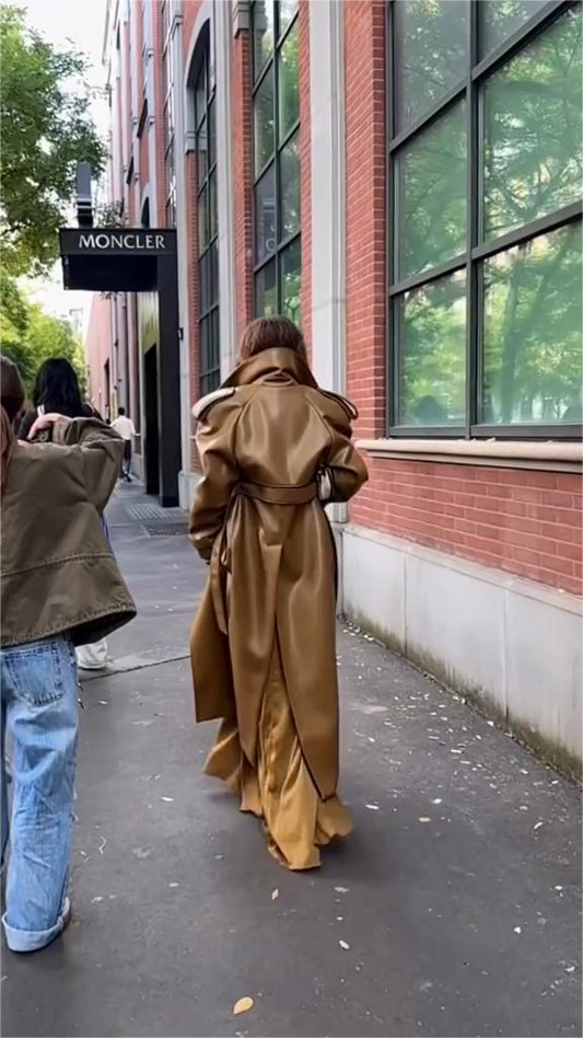 Leather trench coat