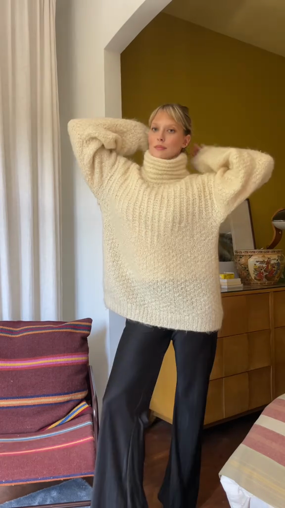 Cream Chunky Turtleneck Sweater