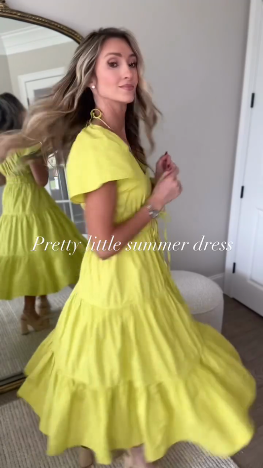 Lime Green Tiered Maxi Dress